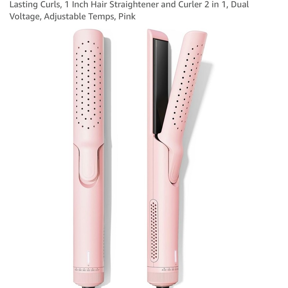 Pink Hair Straightener and Curler 2 in 1